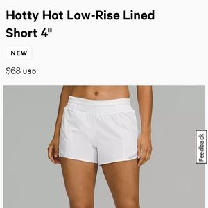 Lululemon Hotty Hot Low-rise lined short 4 inches